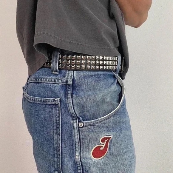 NWOT Y2K Unisex Black & Silver Pyramid Studded Belt – Adjustable, One Size - Picture 1 of 7